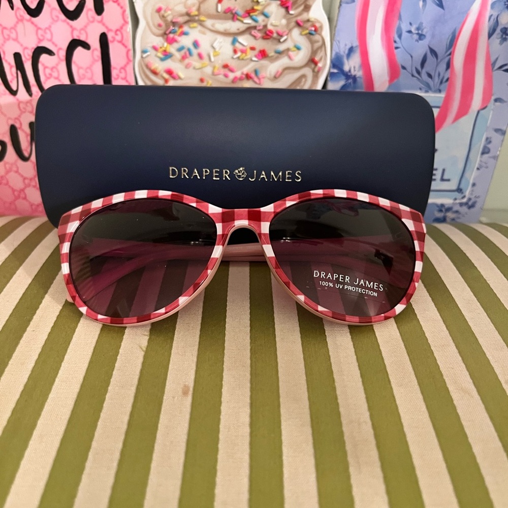 Draper James Pink Gingham Sunglasses with Gradient Lenses